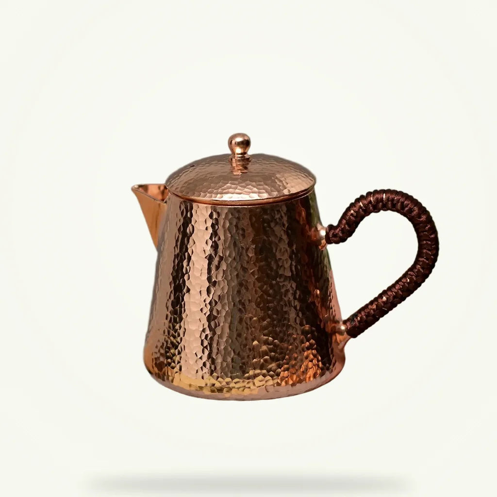 Chinese copper teapot 500ml handcrafted, packshot on plain background