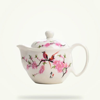 Chinese Porcelain Teapot, Hand-Painted Blue or Rose, product photo on a plain background