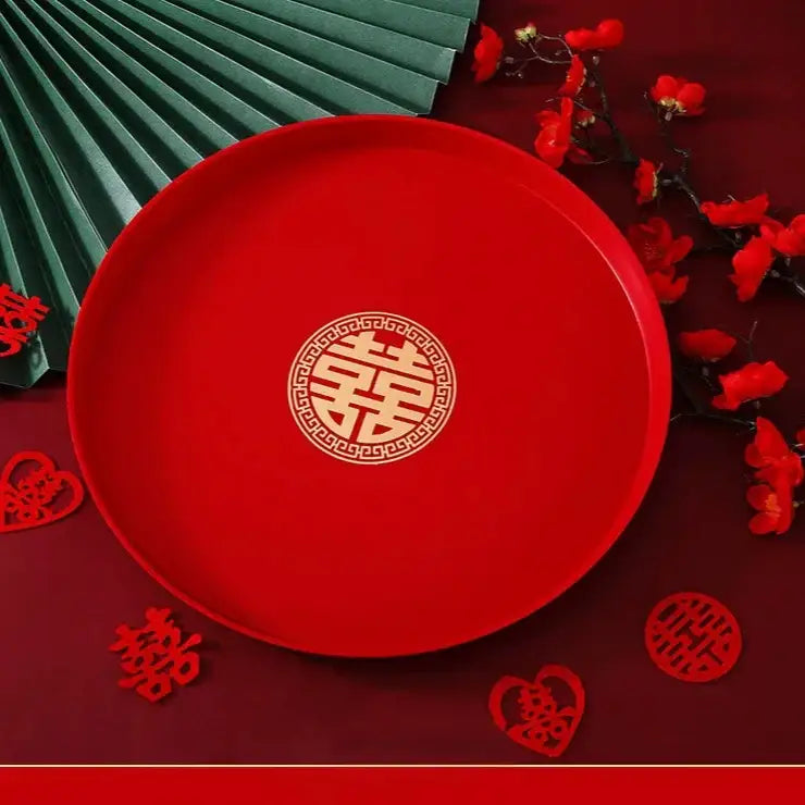 Small 28.5 cm Chinese tea tray red