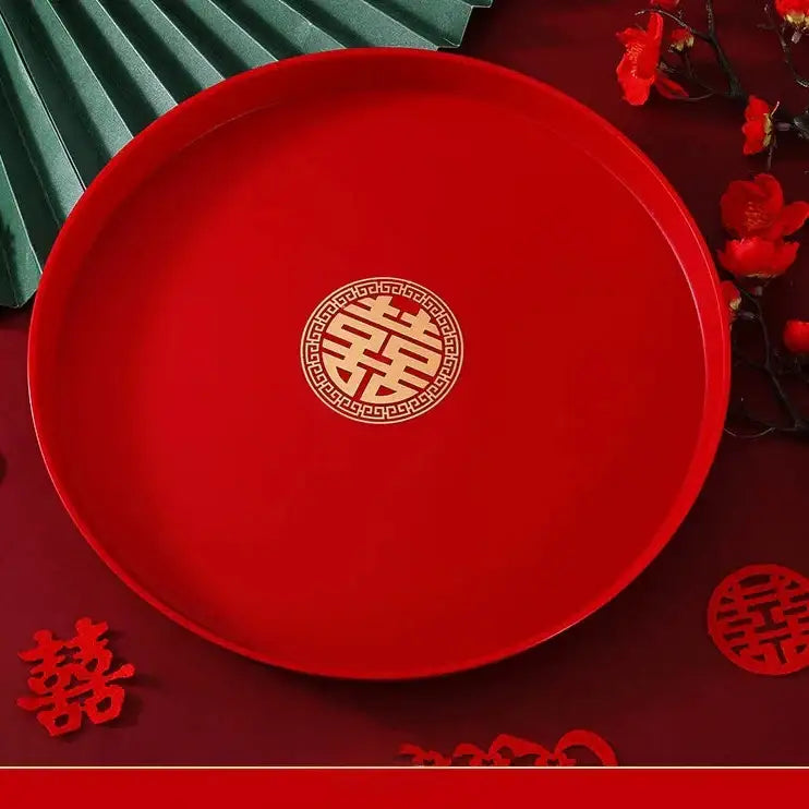 32 cm round Chinese tea tray