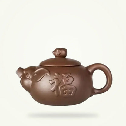 Chinese Yixing Clay Teapot with Celestial Pig Design, 650 ml, product photo on a plain background
