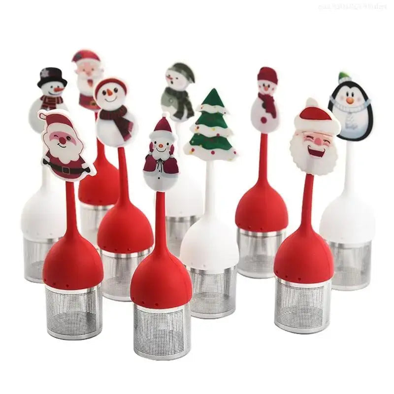 Christmas tea infuser in red silicone with Santa design