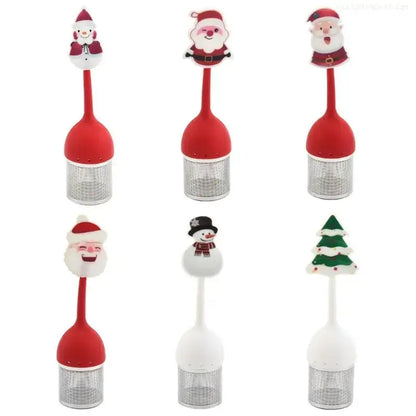 Reusable silicone tea strainer with snowman design