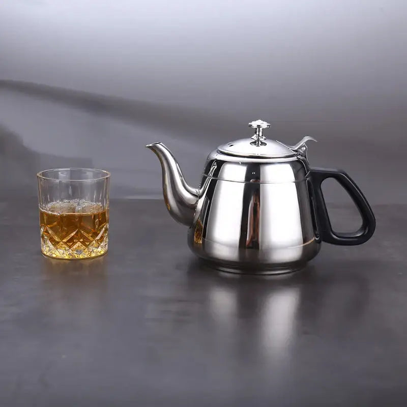 Heat-resistant handle on stainless steel induction teapot