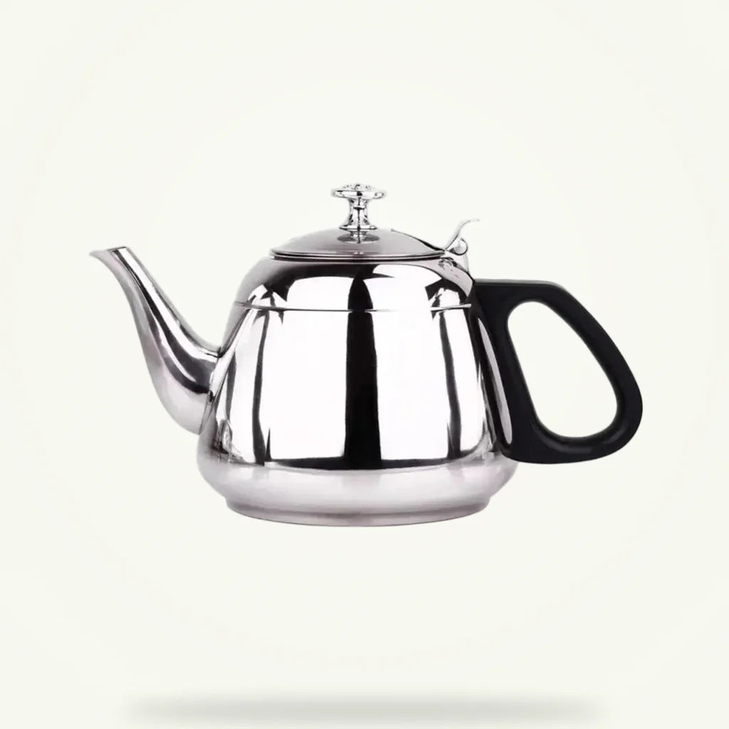 Classic stainless steel induction teapot with removable infuser, product packshot