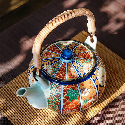 Colorful ceramic teapot 600ml with hand-painted glaze