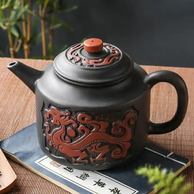 Black ceramic teapot with infuser, 1.5 liter capacity