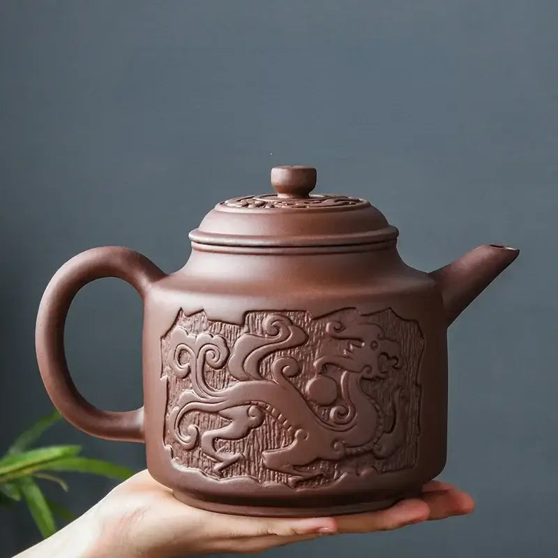 Brown ceramic teapot with infuser, 1.5 liter size