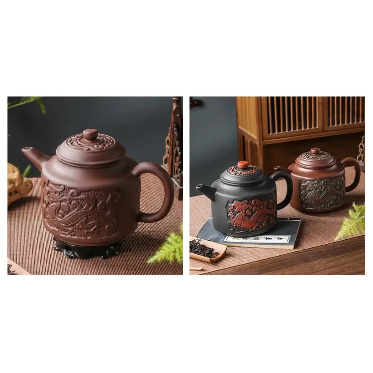 Ceramic teapot with cup and saucer, elegant design