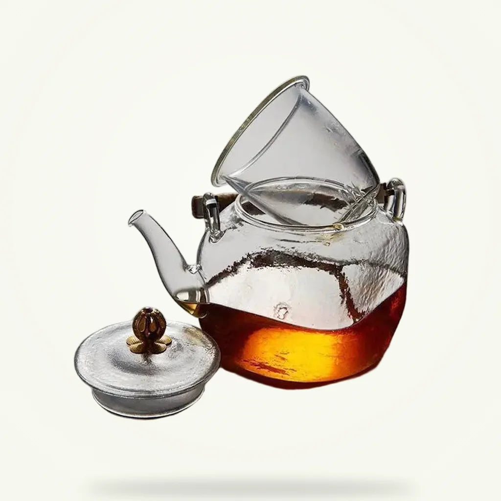 Handcrafted 700ml copper teapot in Chinese style on plain background
