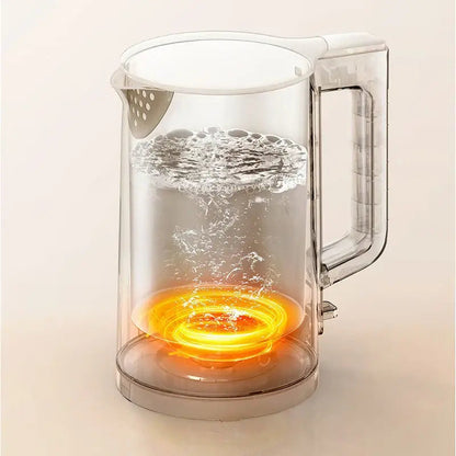 Electric teapot 1.5L pouring boiling water into ceramic tea cup