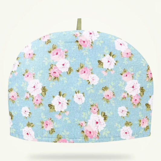 Cotton insulated teapot cozy packshot on plain background, all five color options