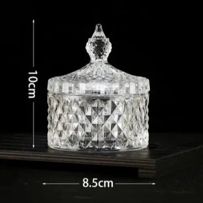 Rhomboid Flower crystal glass tea jar with lid, faceted design