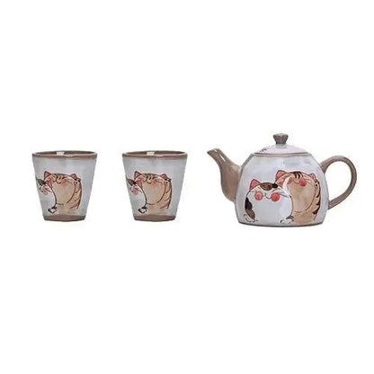 cute-cat-porcelain-teapot-set-with-cups-japanese-style Teapot + 2 Large Cups