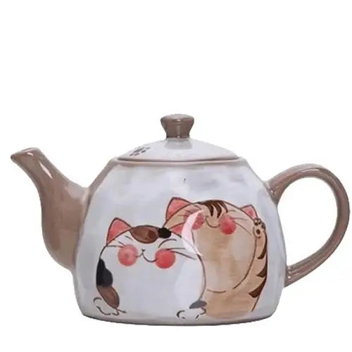 Japanese style cat teapot with cups