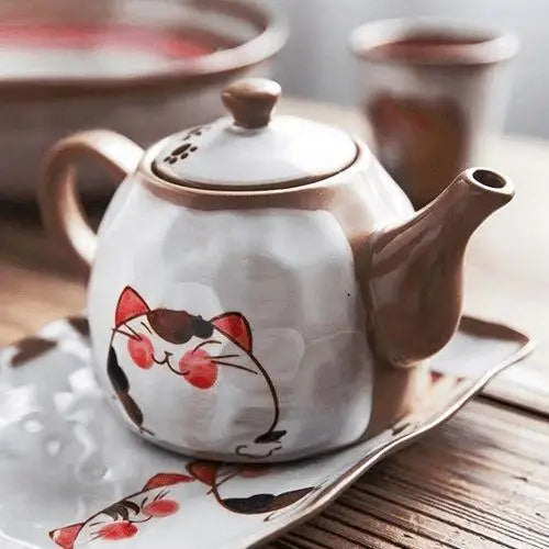 Cute cat porcelain teapot for tea