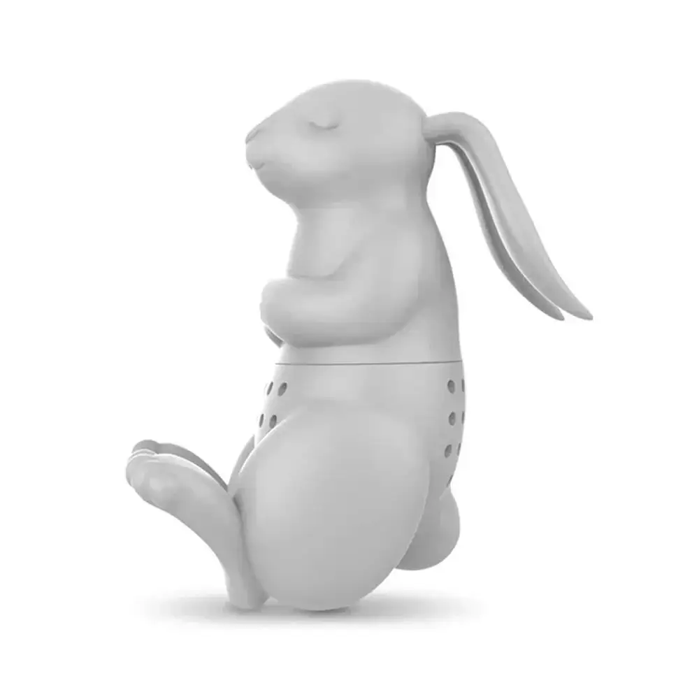 Rabbit tea infuser in a cup with steam