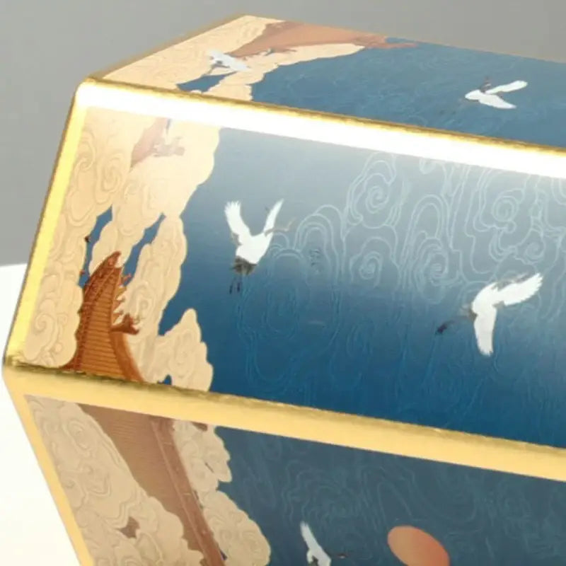 Blue and white decorative tea canister with Chinese painting motif