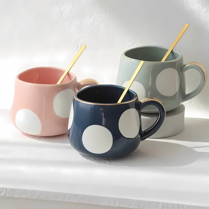 Green striped tea cup on saucer
