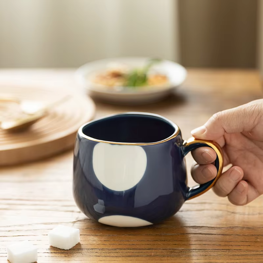 Design tea cup in blue color