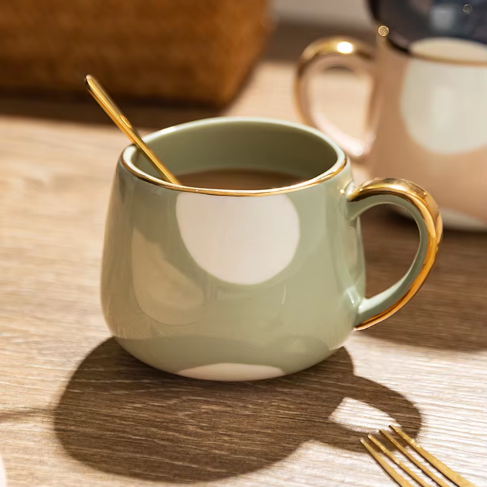 Porcelain cup with green stripes