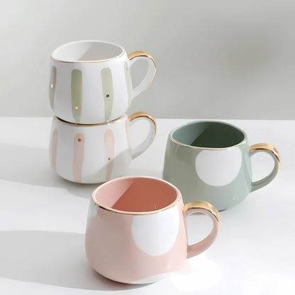 Striped tea cup with saucer