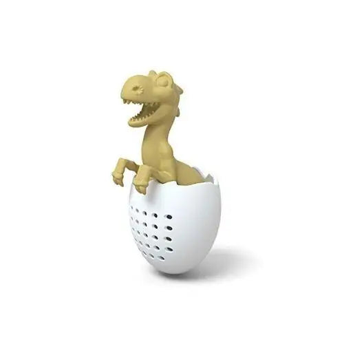 Green and yellow T-Rex tea infuser variants side by side
