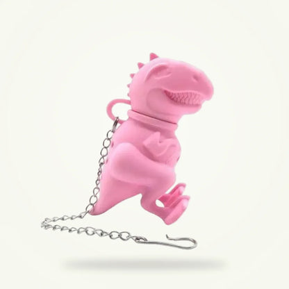 Dinosaur silicone tea infuser for loose leaf tea, packshot on plain background