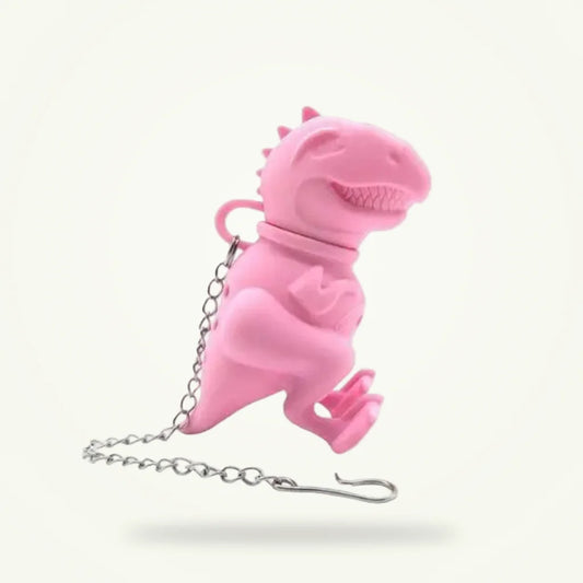 Dinosaur silicone tea infuser for loose leaf tea, packshot on plain background