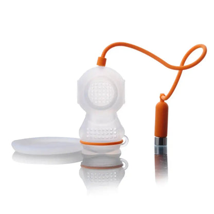 Orange diver tea infuser with white suit