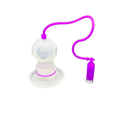 Purple diver tea infuser on a saucer