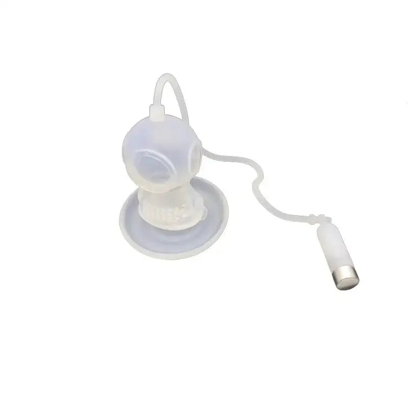 White diver tea infuser with blue accents