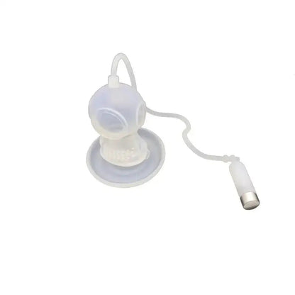 White diver tea infuser with blue accents