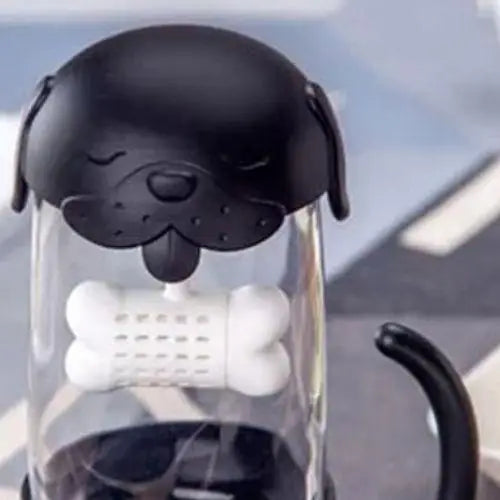 Black dog tea cup with infuser