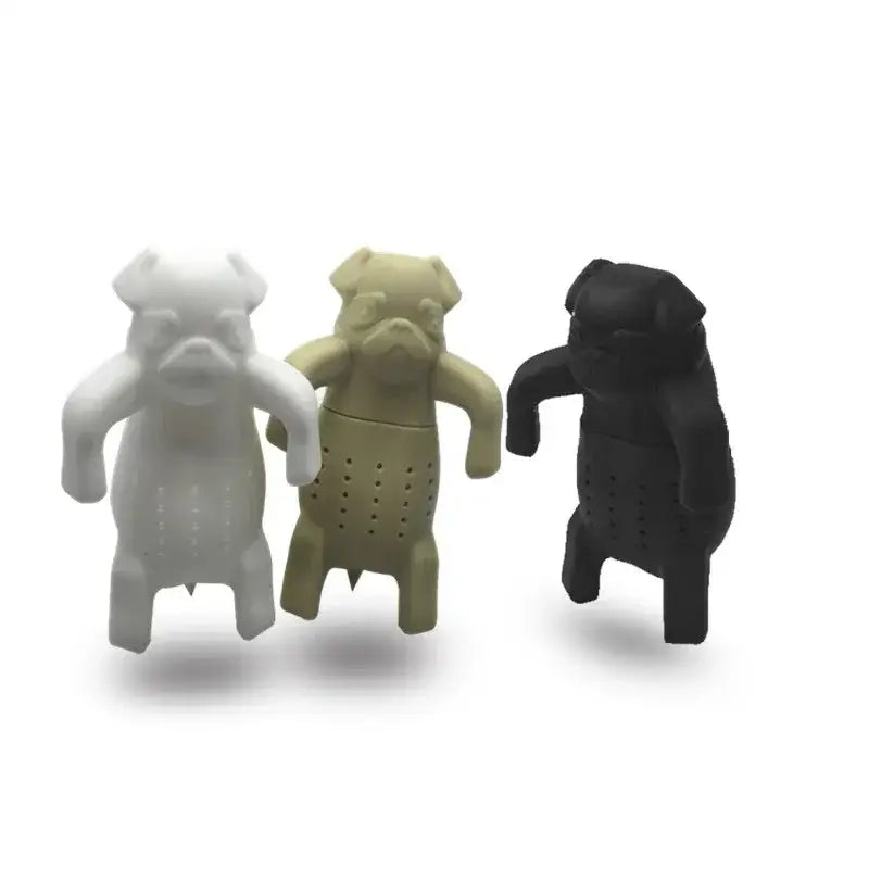 Dog tea infuser on a saucer with tea cup