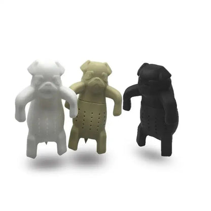 Dog tea infuser on a saucer with tea cup