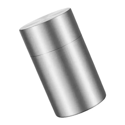 Brushed steel double lid canister for loose leaf tea and herbal blends