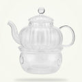 Double Wall Glass Teapot with Candle Warmer and 6 Cups