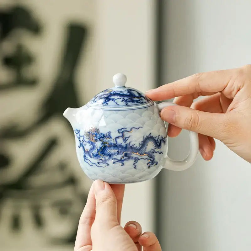 Small ceramic teapot for Gong Fu tea brewing