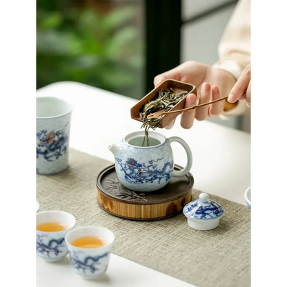 Elegant blue dragon teapot for tea ceremony