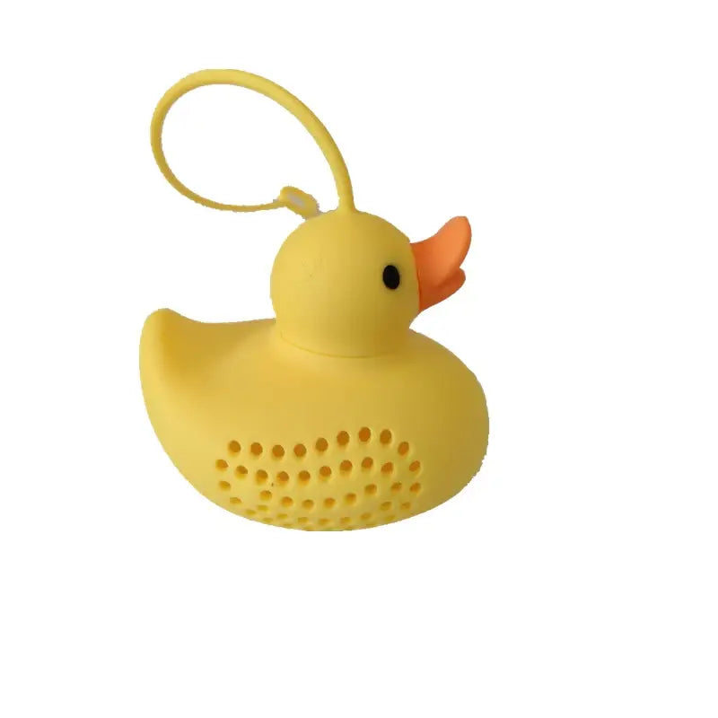 Yellow duck tea infuser with a cup of tea