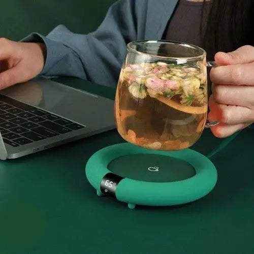 Electric cup warmer for tea and coffee, round design