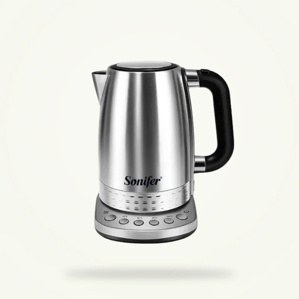 Electric Kettle with Variable Temperature Control - 1.7L Stainless Steel, product photo on a plain background
