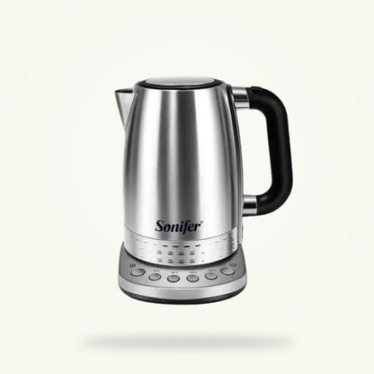 Electric Kettle with Variable Temperature Control - 1.7L Stainless Steel, product photo on a plain background