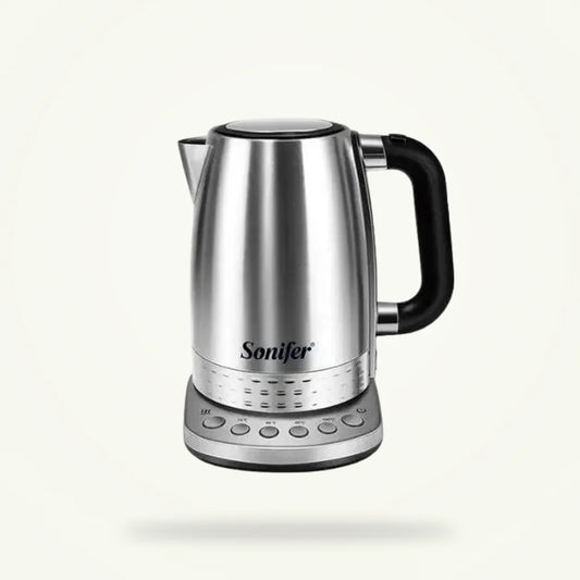 Electric Kettle with Variable Temperature Control - 1.7L Stainless Steel, product photo on a plain background