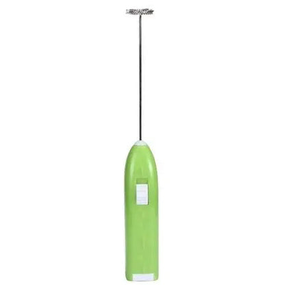 Green cordless electric matcha whisk on white background