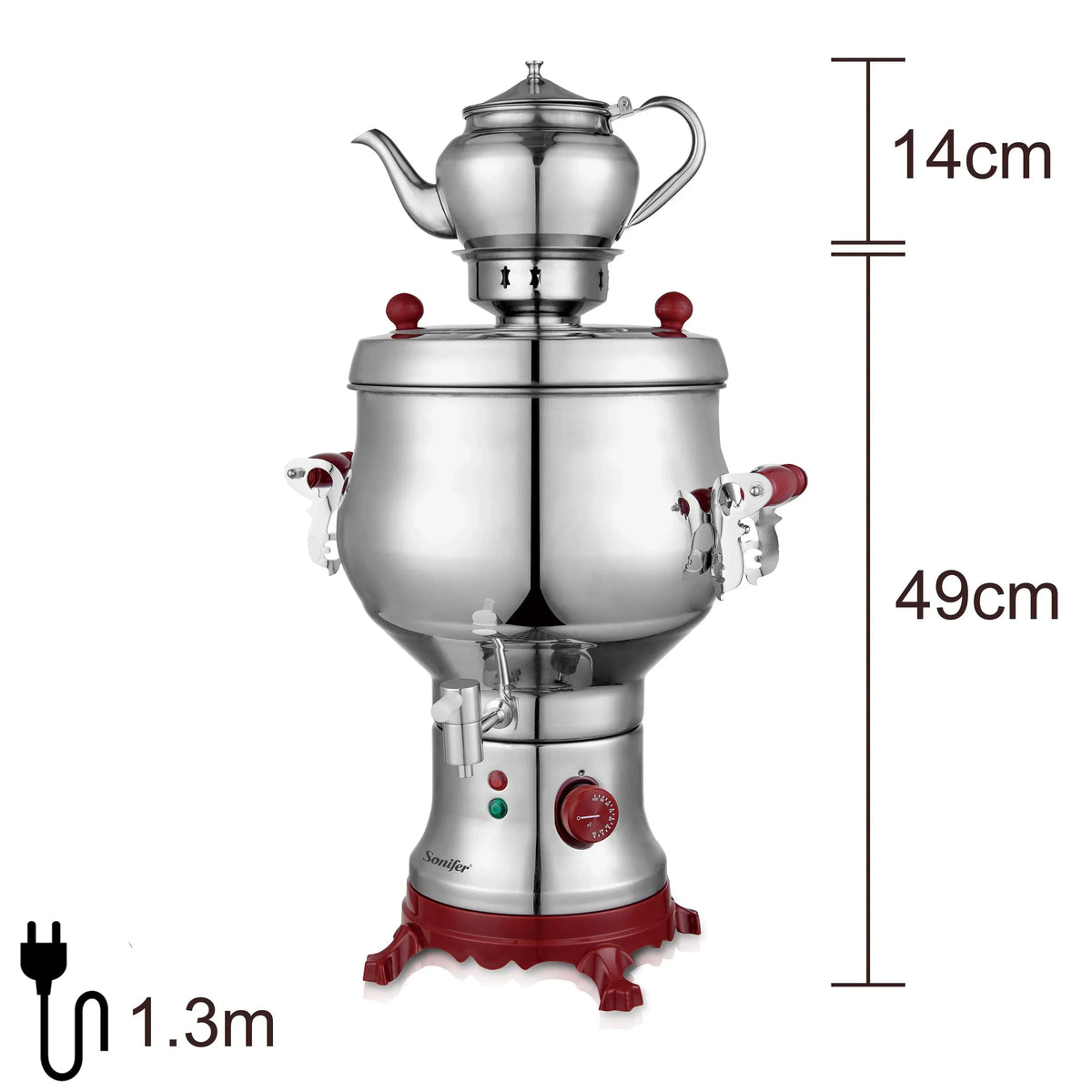 Turkish tea being poured from samovar into small glass, two-pot method