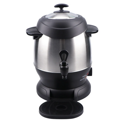 Electric samovar teapot 6L black, full stacked assembly ready to serve Turkish çay