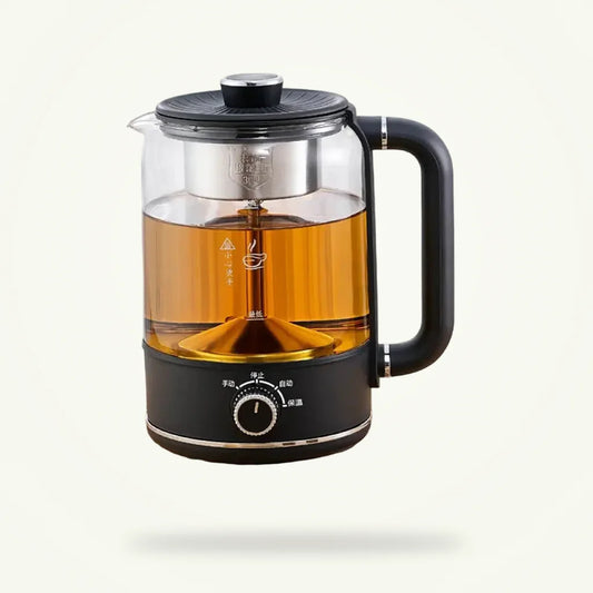 Granny Lulu electric tea maker 1.3L with 4 infusion modes, front view on plain background
