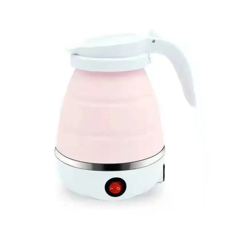 Rose pink electric kettle with 360-degree rotating cord base